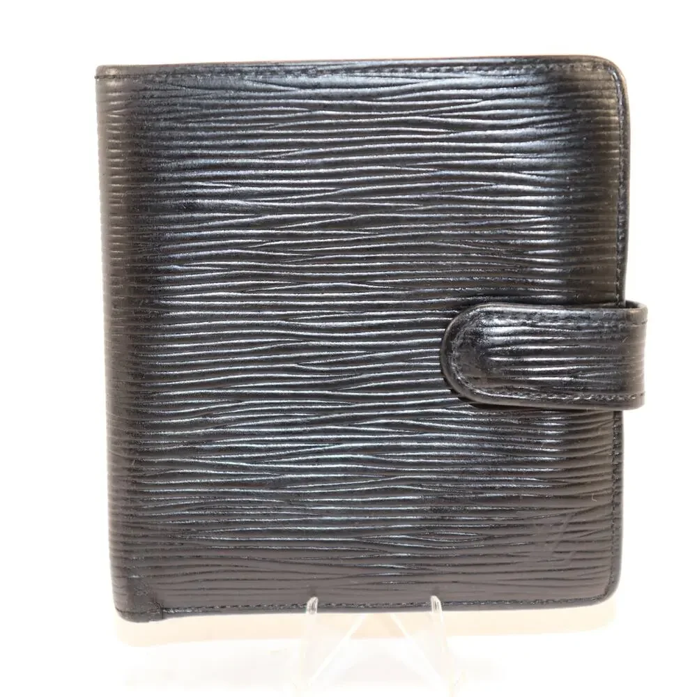Louis Vuitton Black Epi Leather Bifold Wallet Snap‎ Coin Purse Spain